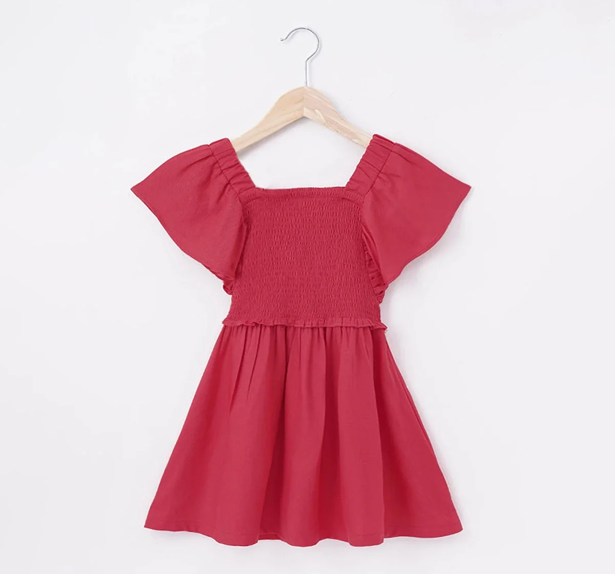 Girls Smocking Dress With Puff Sleeves