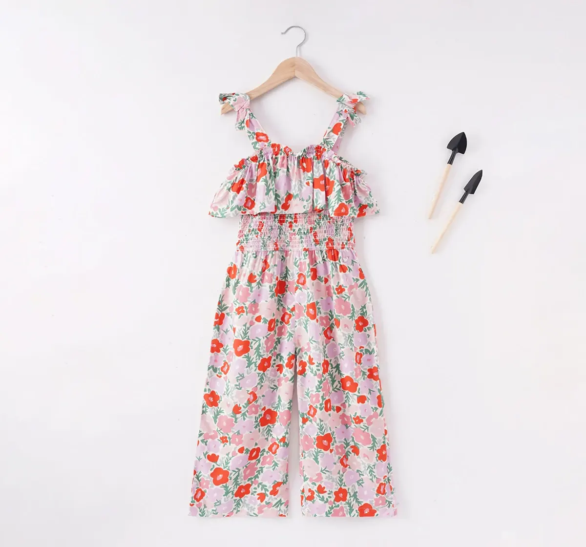 Girls Poncho Printed Jumpsuit