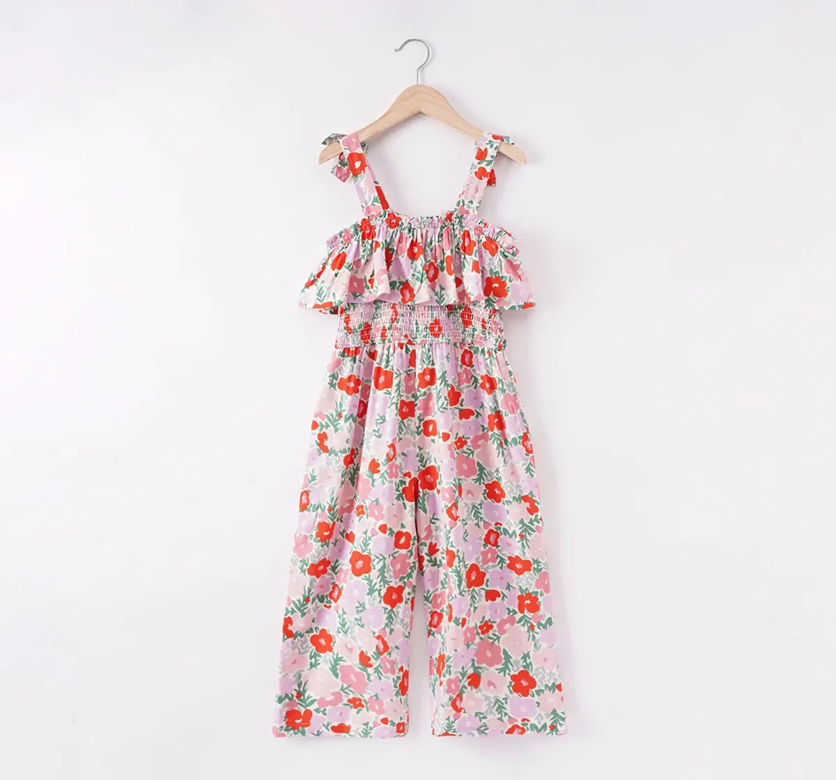 Girls Poncho Printed Jumpsuit