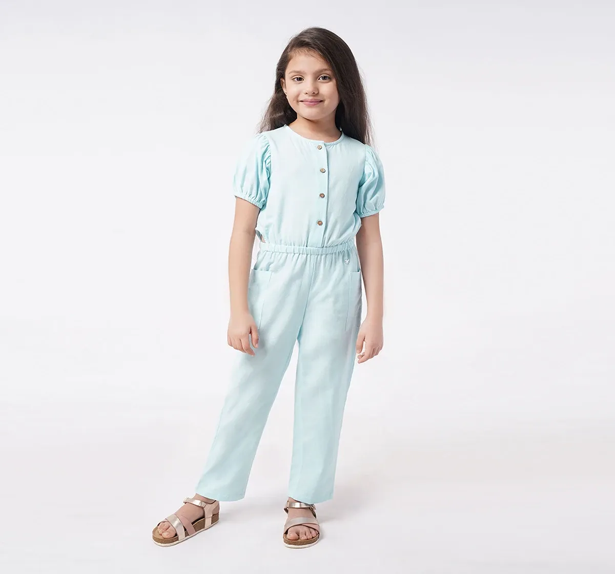 Girls Solid Jumpsuit