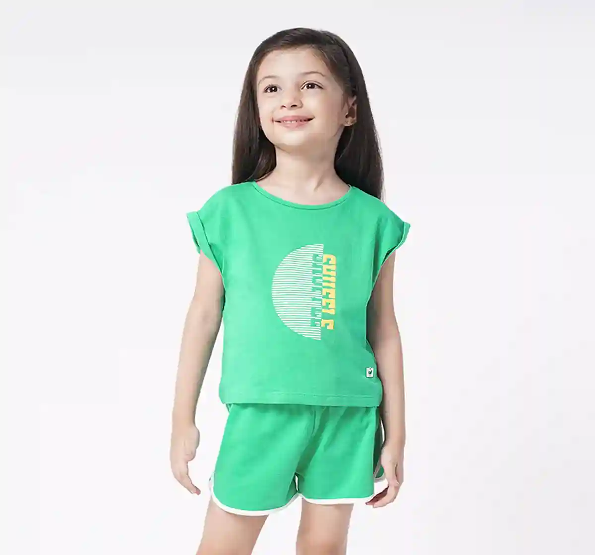 Girls Printed Tee And Shorts Set