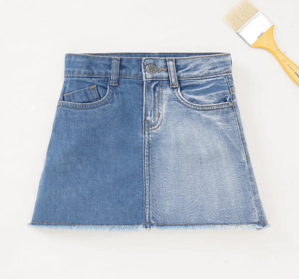 Girls Cut And Sew Denim Skirt