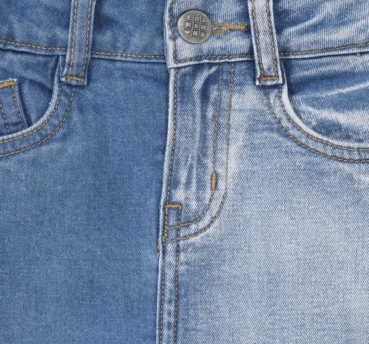 Girls Cut And Sew Denim Skirt