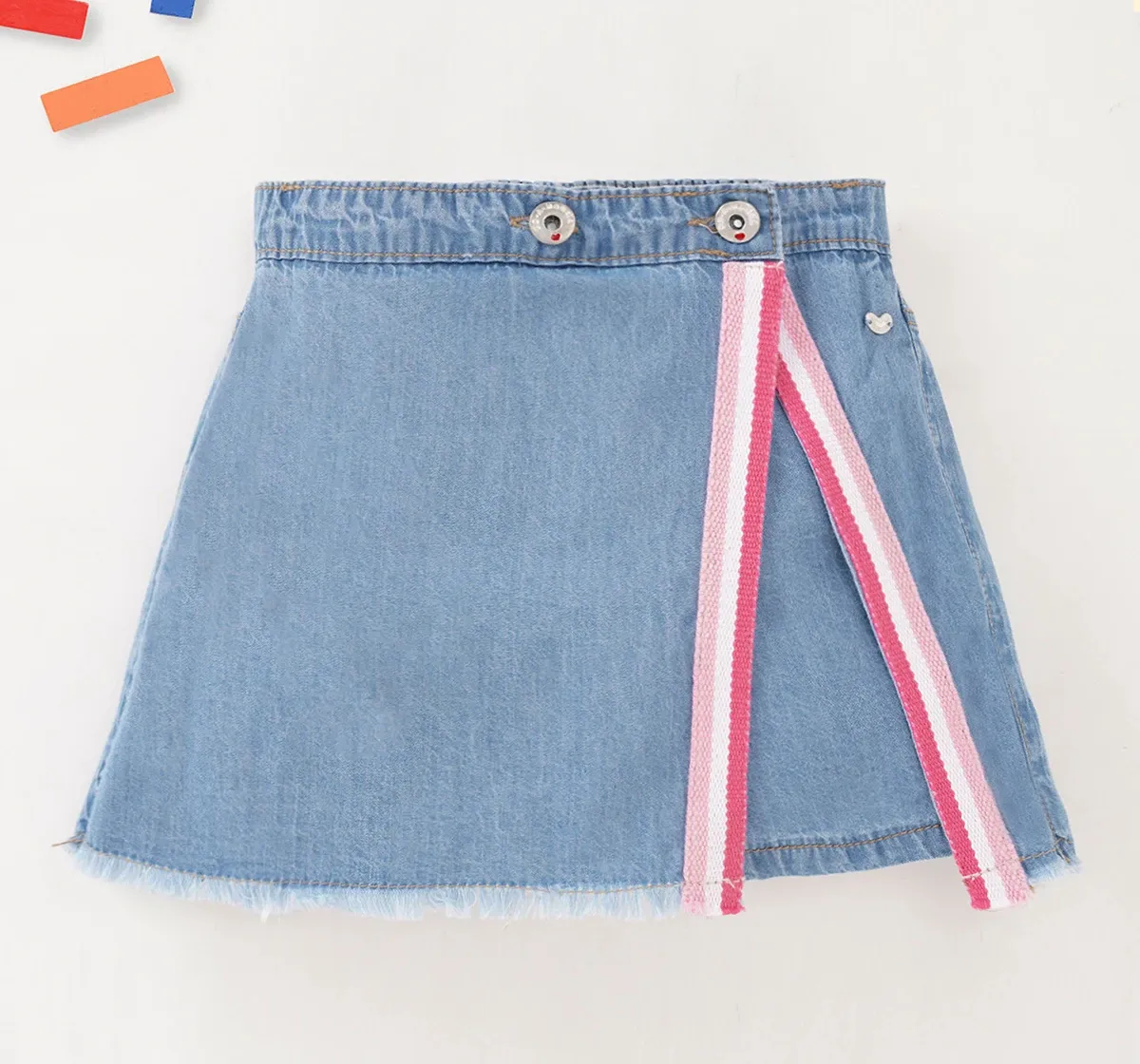 Girls Denim Asymmetric Shorts
