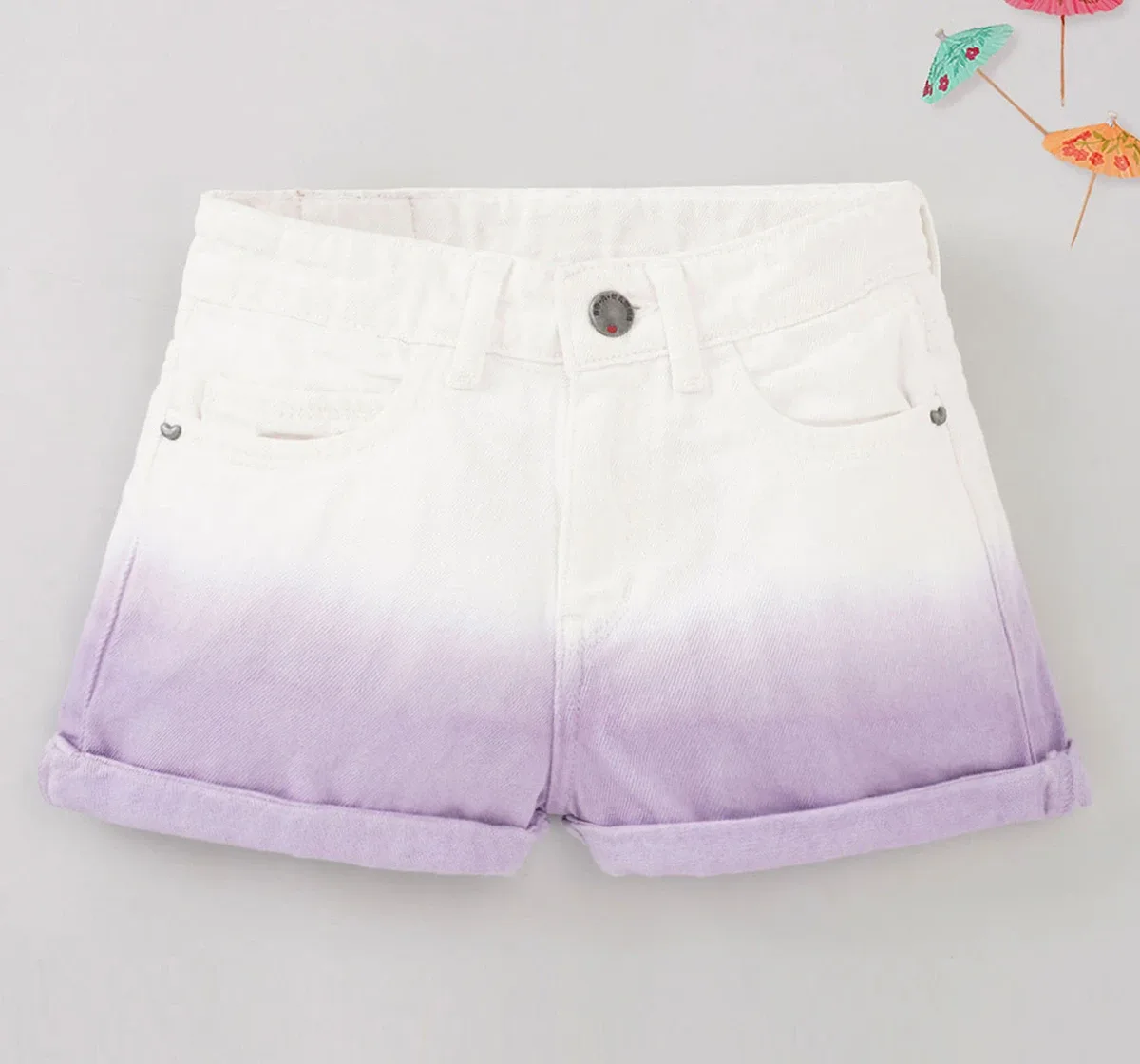 Girls Ombre Turn Up Shorts