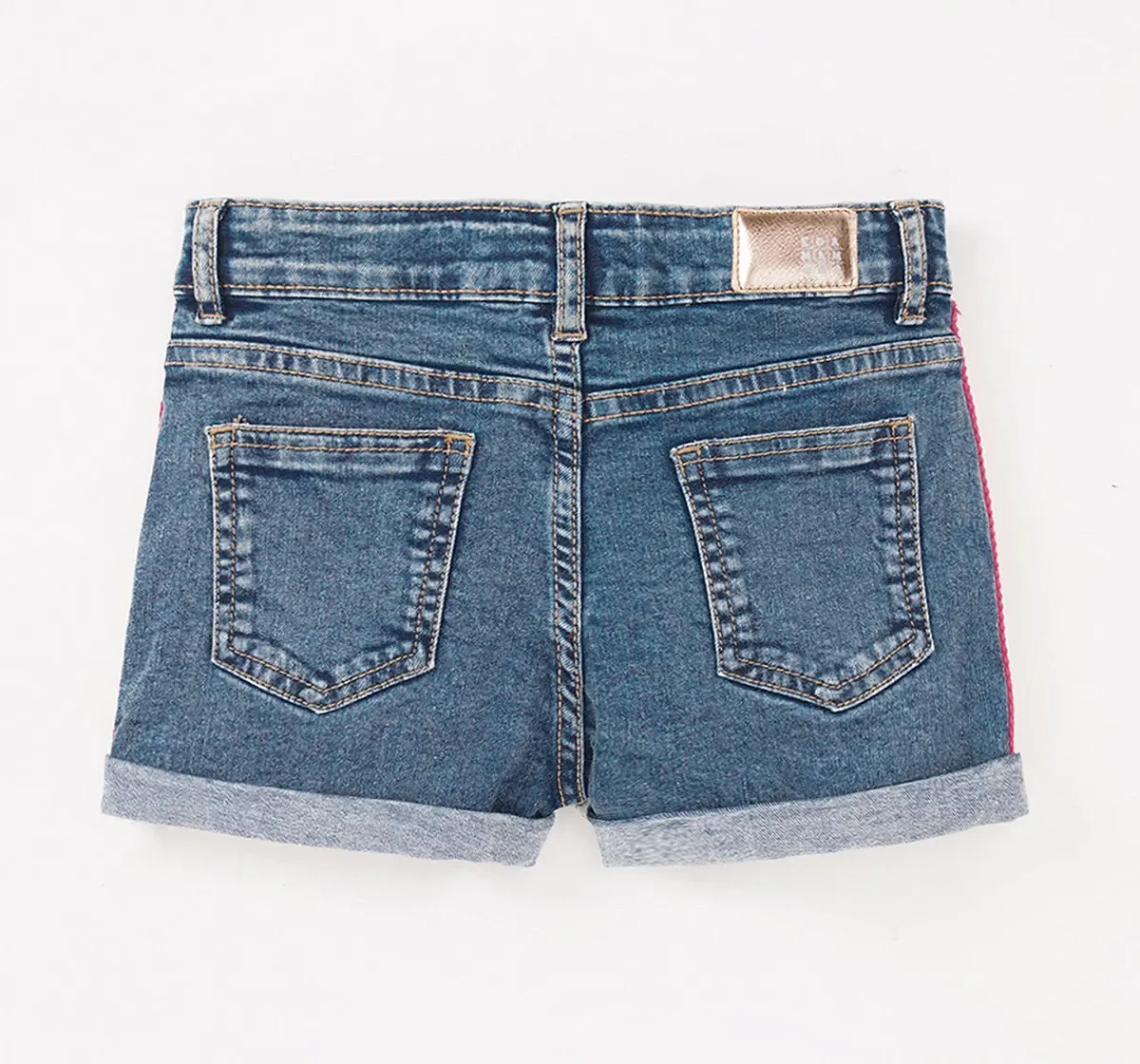 Girls Side Tape Denim Shorts