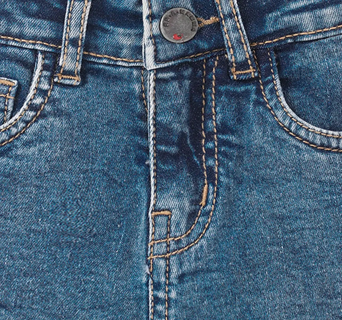 Girls Side Tape Denim Shorts