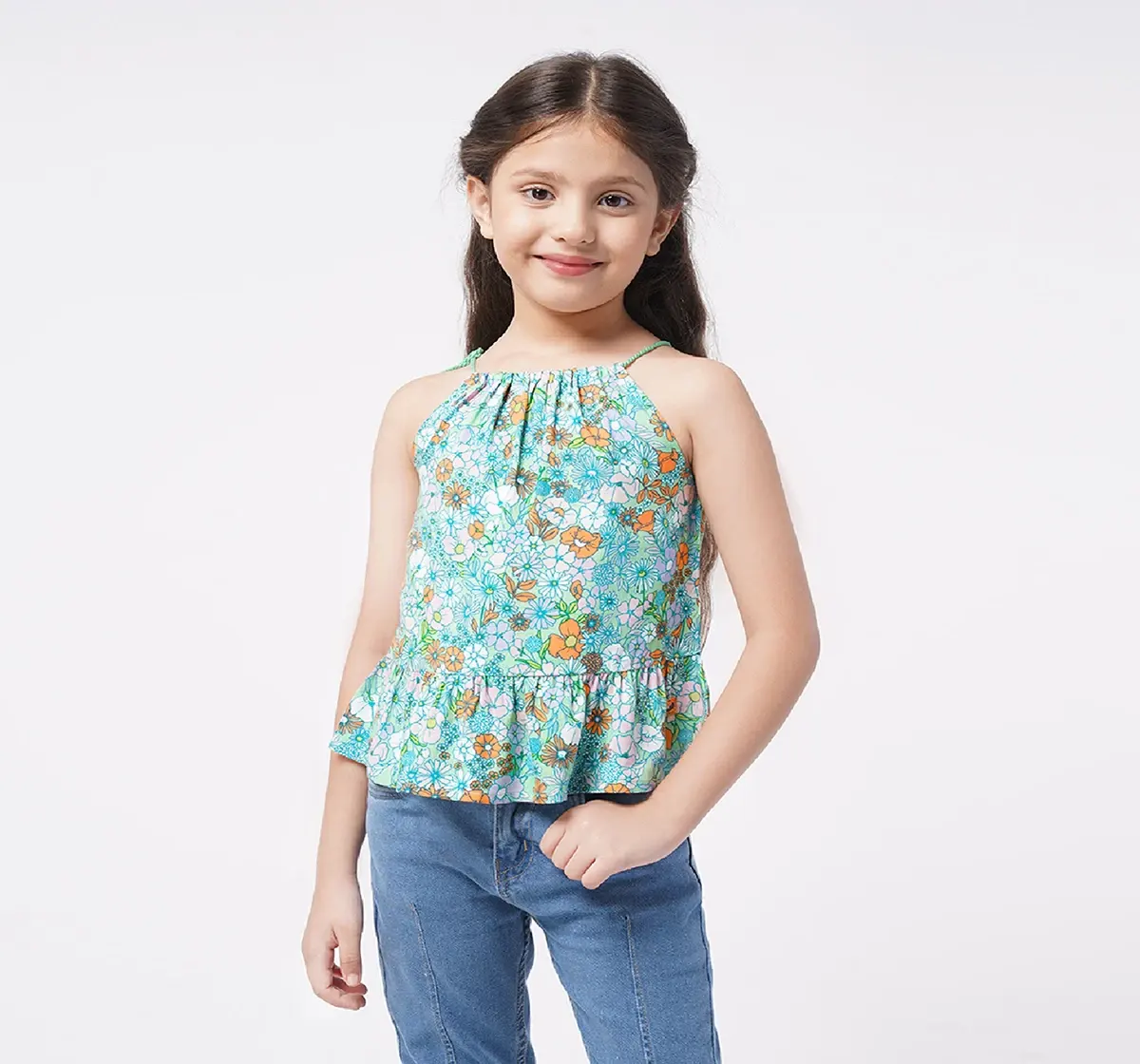 Girls Strappy Stripe Top