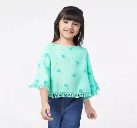 Girls Poncho Printed Top