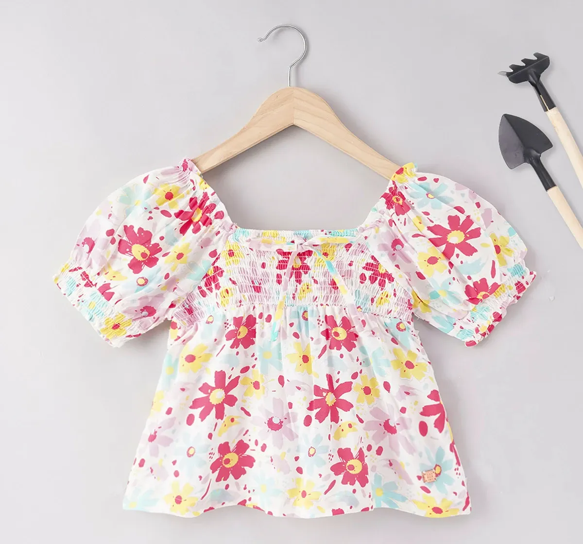 Girls Balloon Floral Top