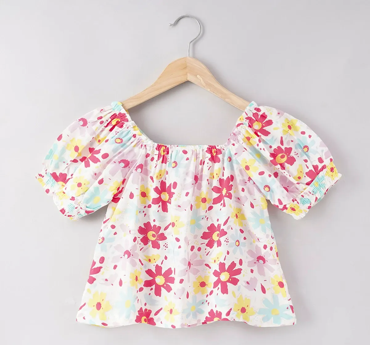 Girls Balloon Floral Top