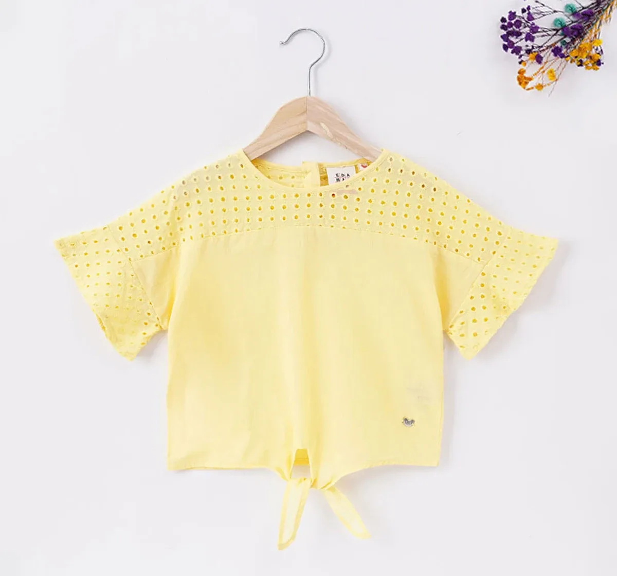 Girls Schiffli Tie Up Top