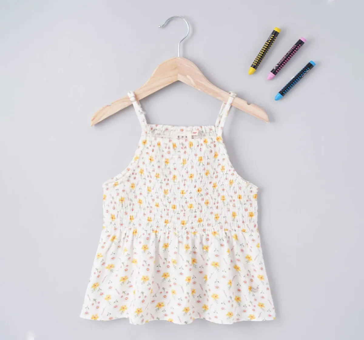 Girls Floral Smocked Top