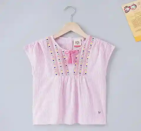 Girls Embroidered Panel Top