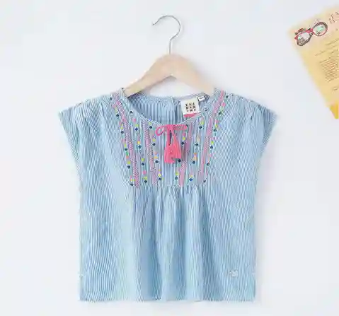 Girls Embroidered Panel Top
