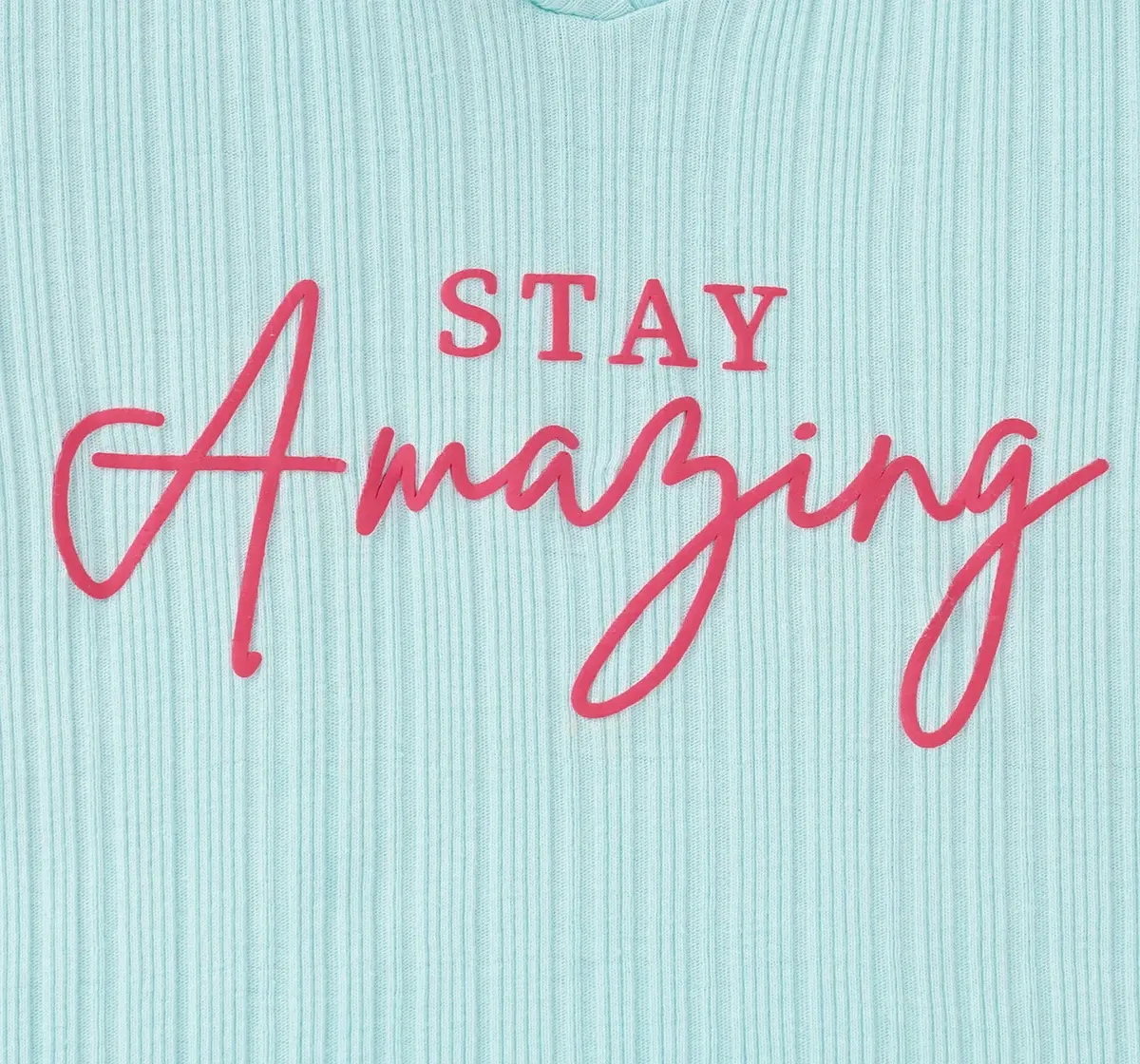 Girls Half Sleeves Ribbed Tee