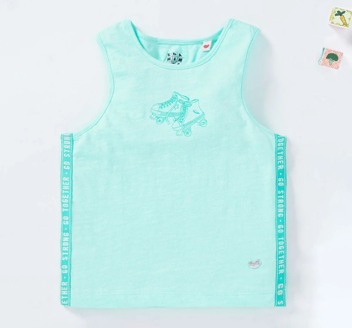 Girls Tank Top With Printed Side Tape