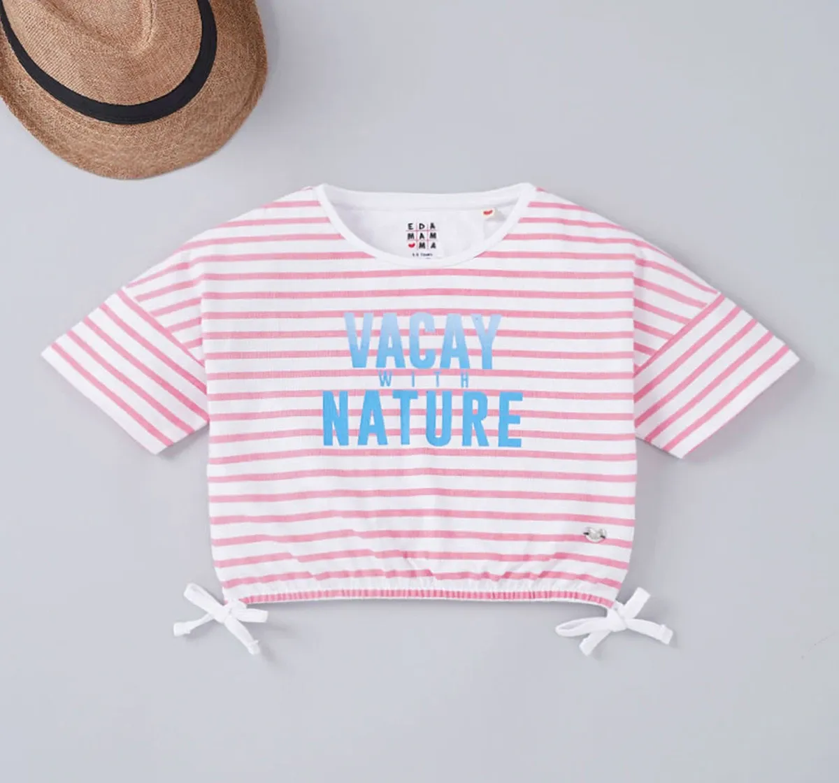Girls Vacay Print Striped Tee