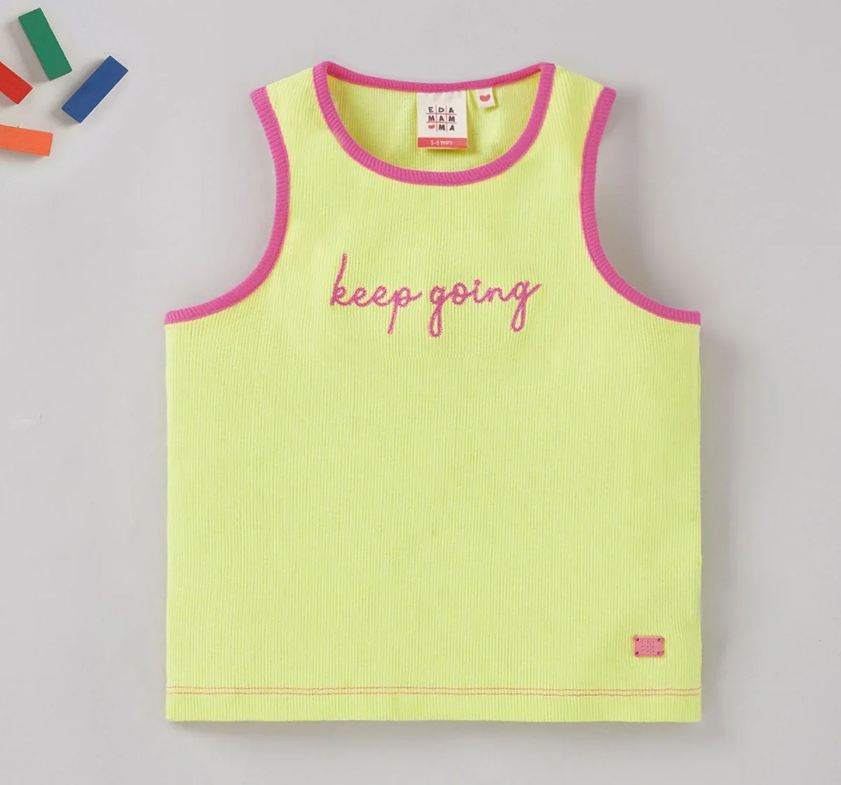 Girls Embroidered Sleeveless Crop Top