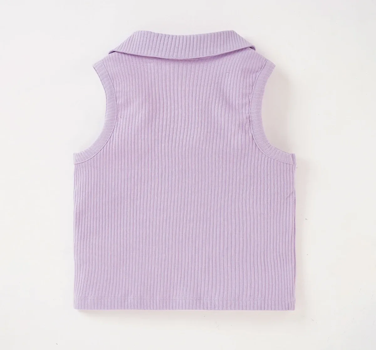 Girls Sleeveless Collared Rib Top
