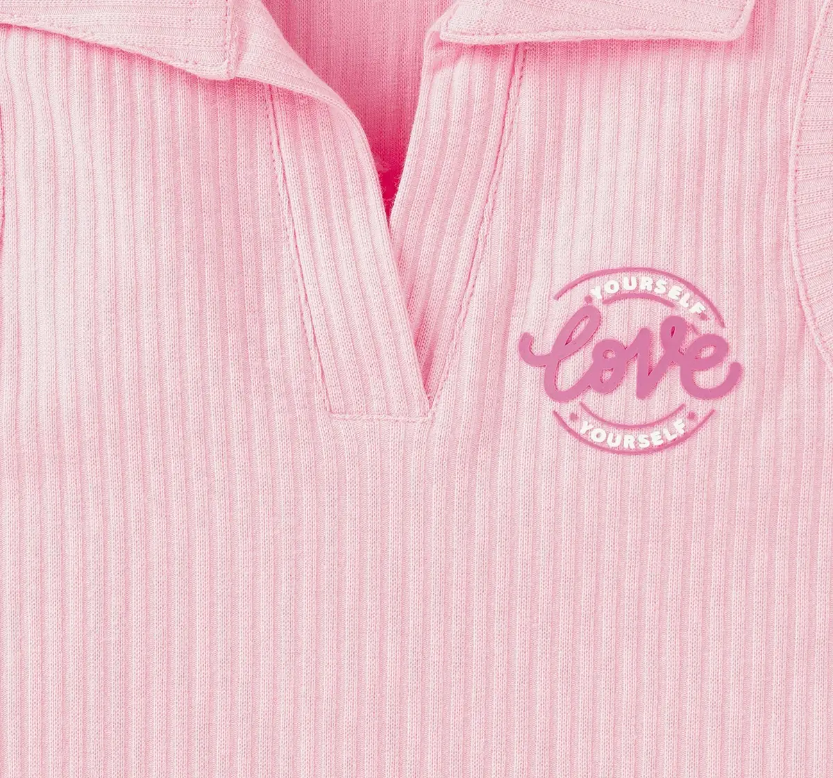 Girls Sleeveless Collared Rib Top