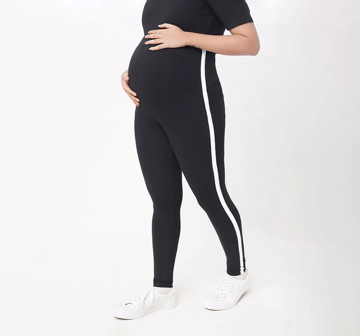 Maternity Side Tape Leggings -Black