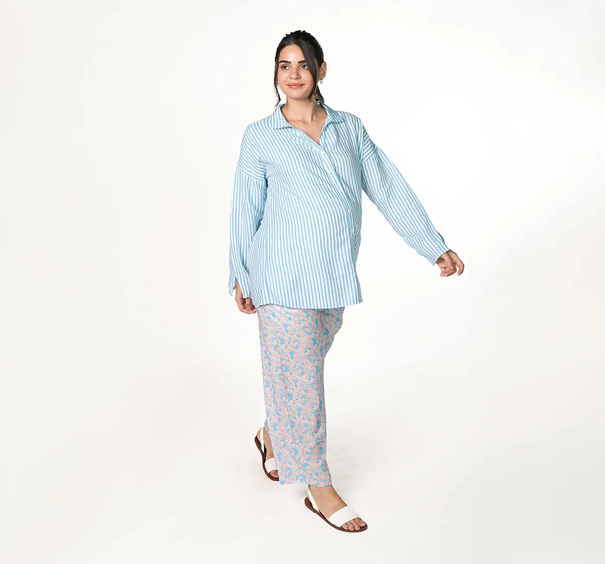 Maternity Full Sleeves Lounge Sets -Pack of 2-Multicolor