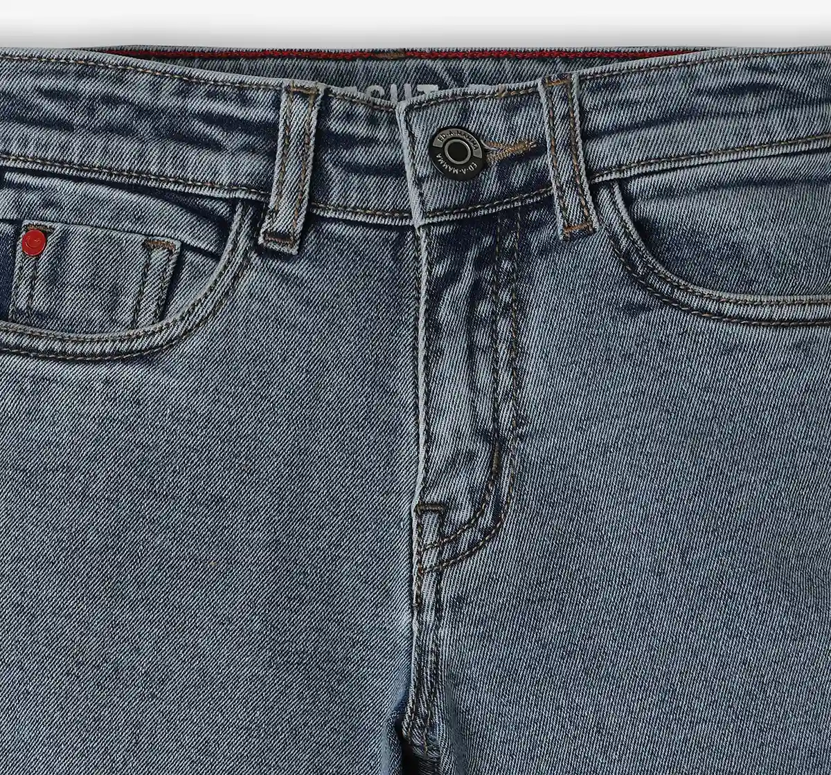 Boys Distress Denim Jeans - Mid Blue