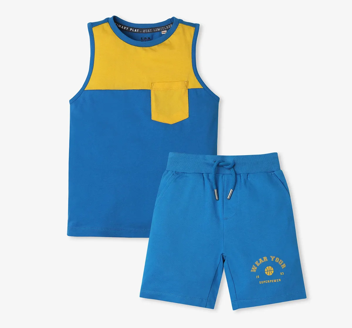 Boys 100% Cotton Co-Ord Set - Blue (Pack of 2)