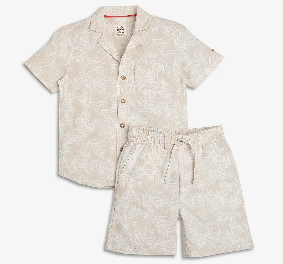 Boys 100% Cotton Co-Ord Set - Beige (Pack of 2)