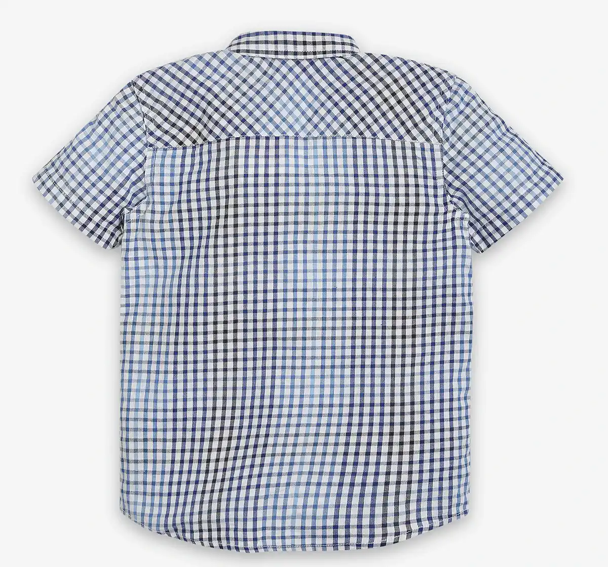 Boys Checkered 100% Cotton Shirt - Navy