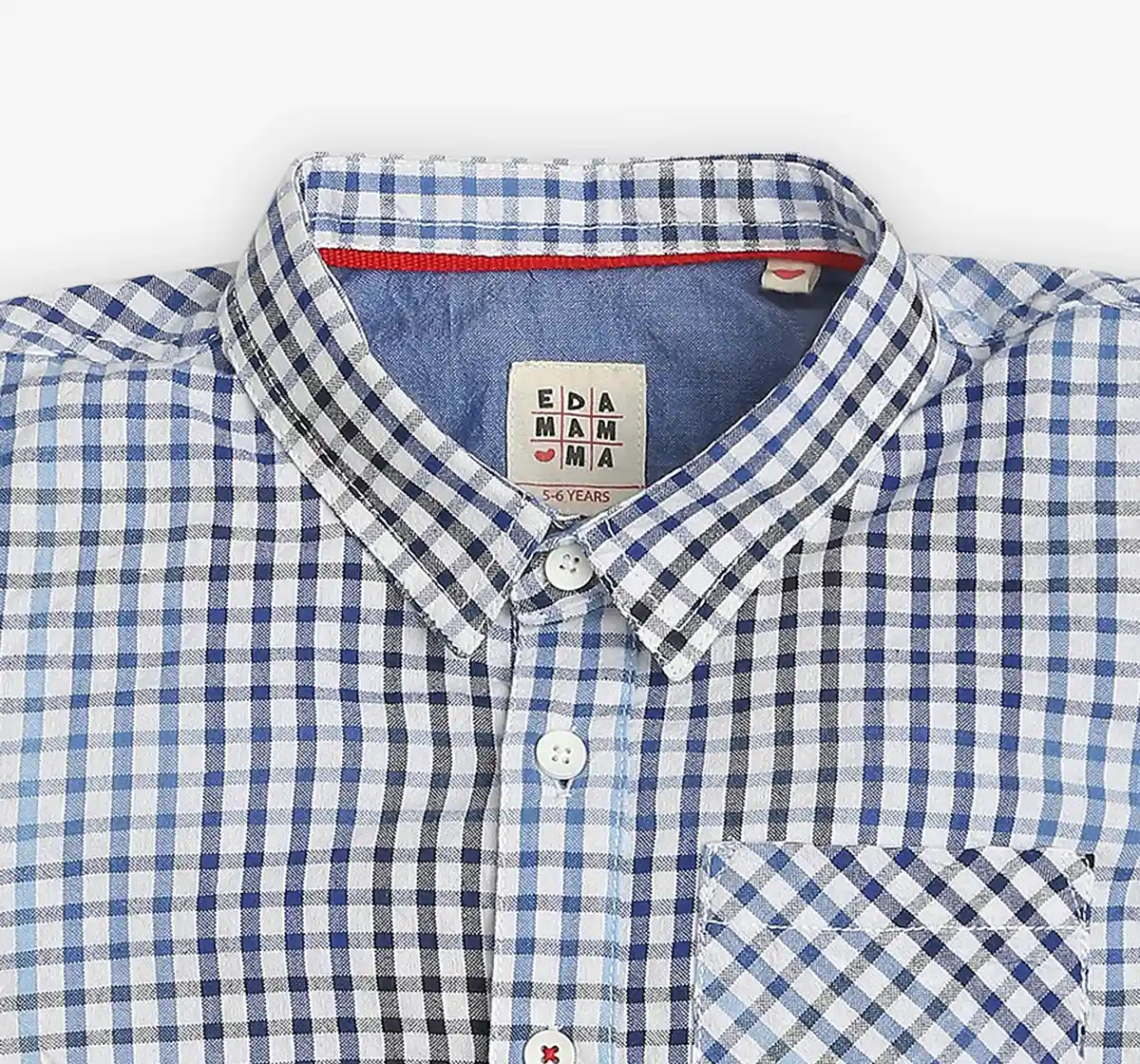 Boys Checkered 100% Cotton Shirt - Navy