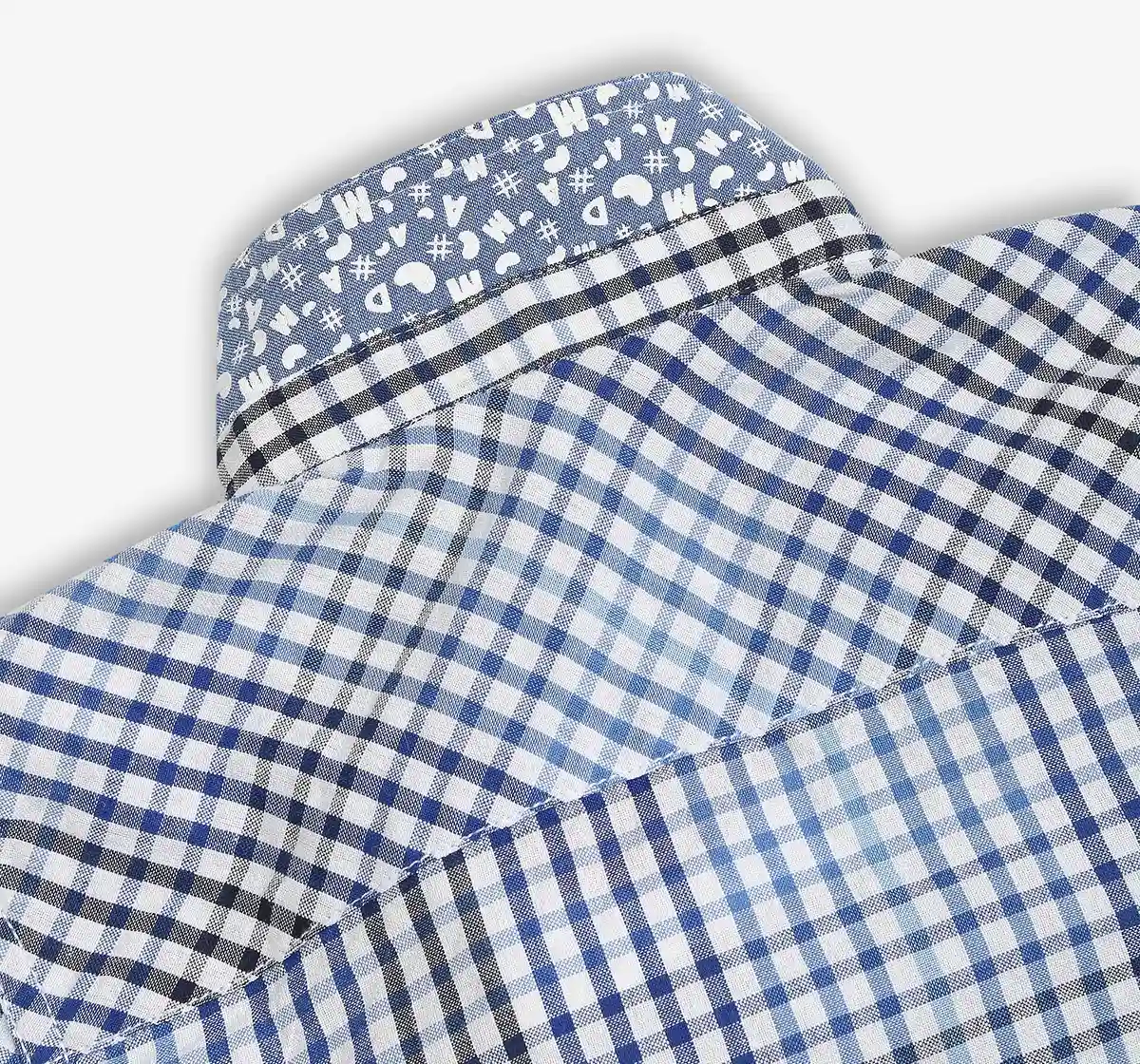 Boys Checkered 100% Cotton Shirt - Navy