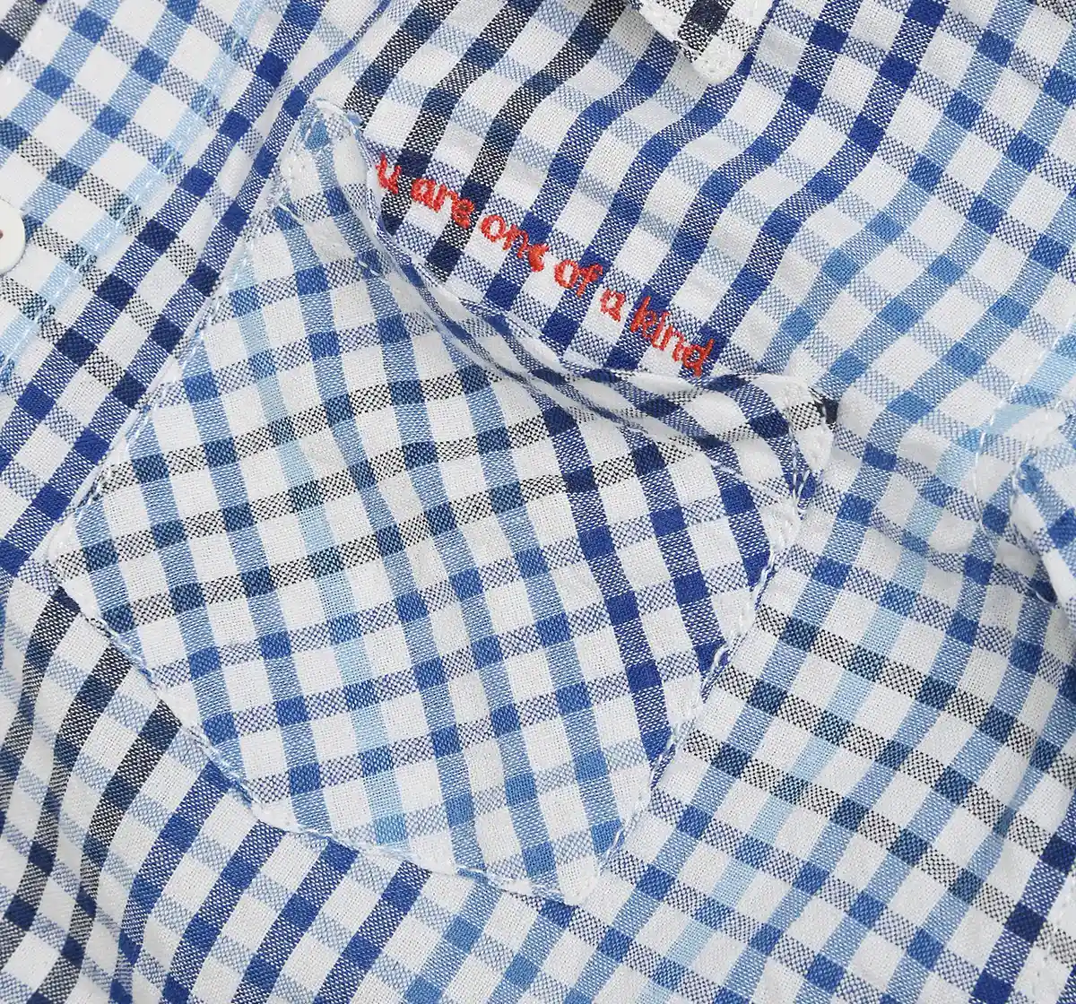 Boys Checkered 100% Cotton Shirt - Navy