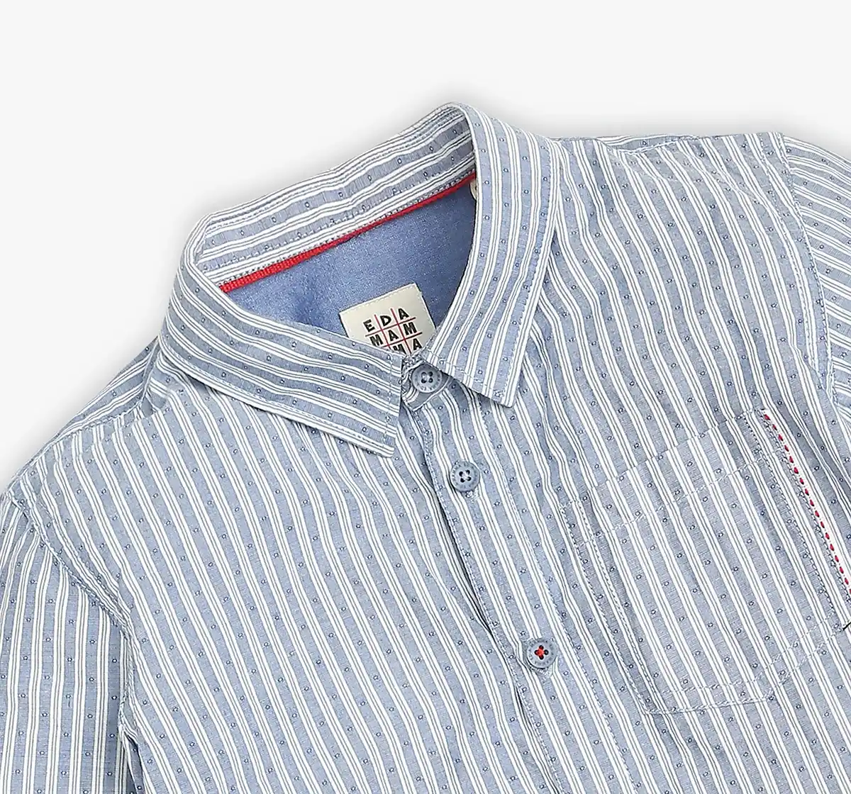 Boys Cotton Striped Shirt - Blue