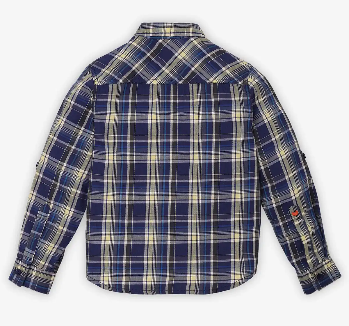 Boys Checkered Embroidered 100% Cotton Shirt - Blue