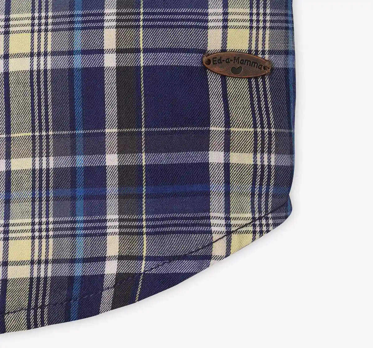 Boys Checkered Embroidered 100% Cotton Shirt - Blue