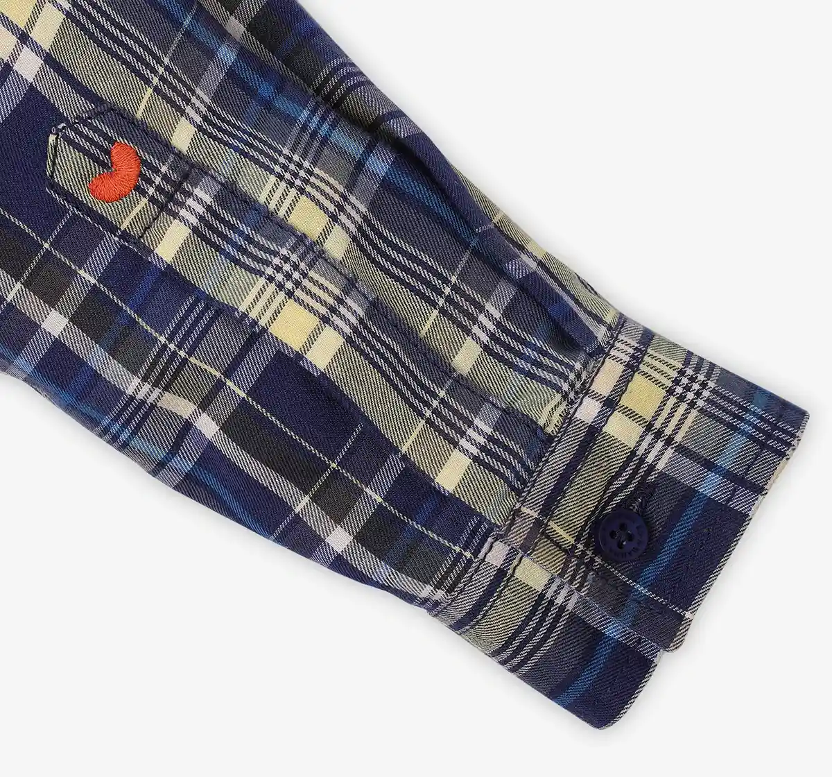 Boys Checkered Embroidered 100% Cotton Shirt - Blue