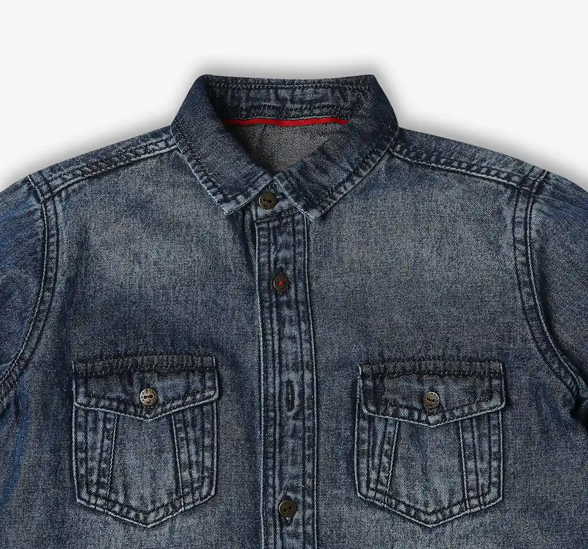 Ed-A-Mamma Boys 100% Cotton Shirt - Dark Blue