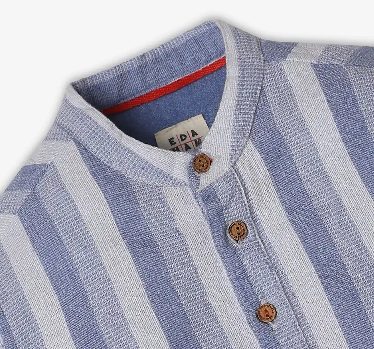 Boys Striped 100% Cotton Shirt - Blue