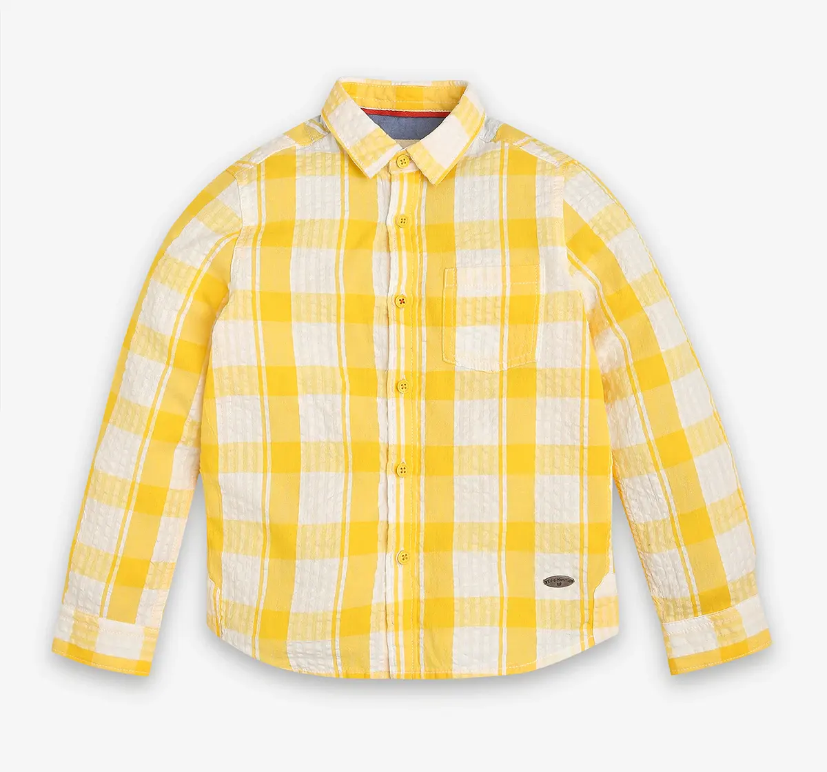 Ed-A-Mamma Boys Checkered 100% Cotton Shirt - Yellow