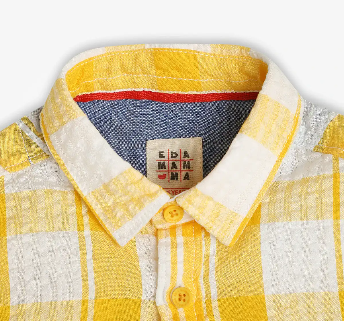 Ed-A-Mamma Boys Checkered 100% Cotton Shirt - Yellow