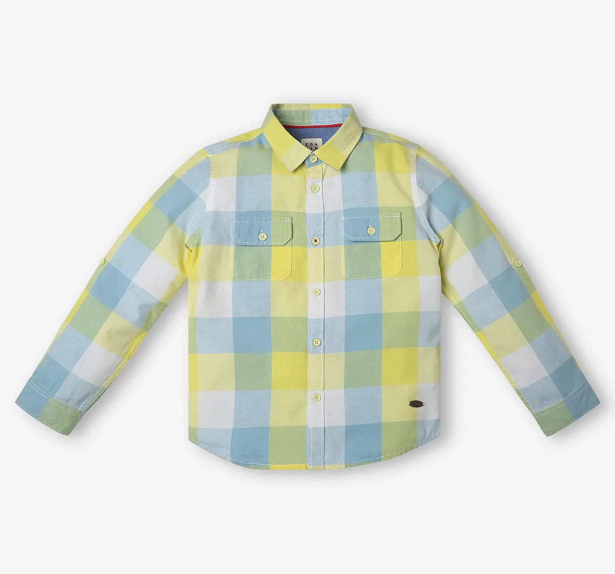Boys Checkered 100% Cotton Shirt - Yellow