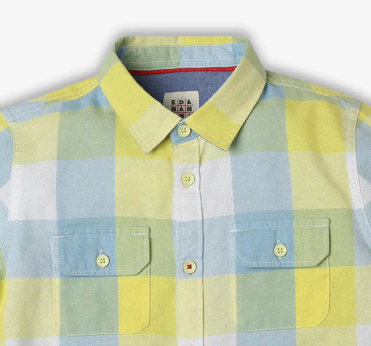 Boys Checkered 100% Cotton Shirt - Yellow