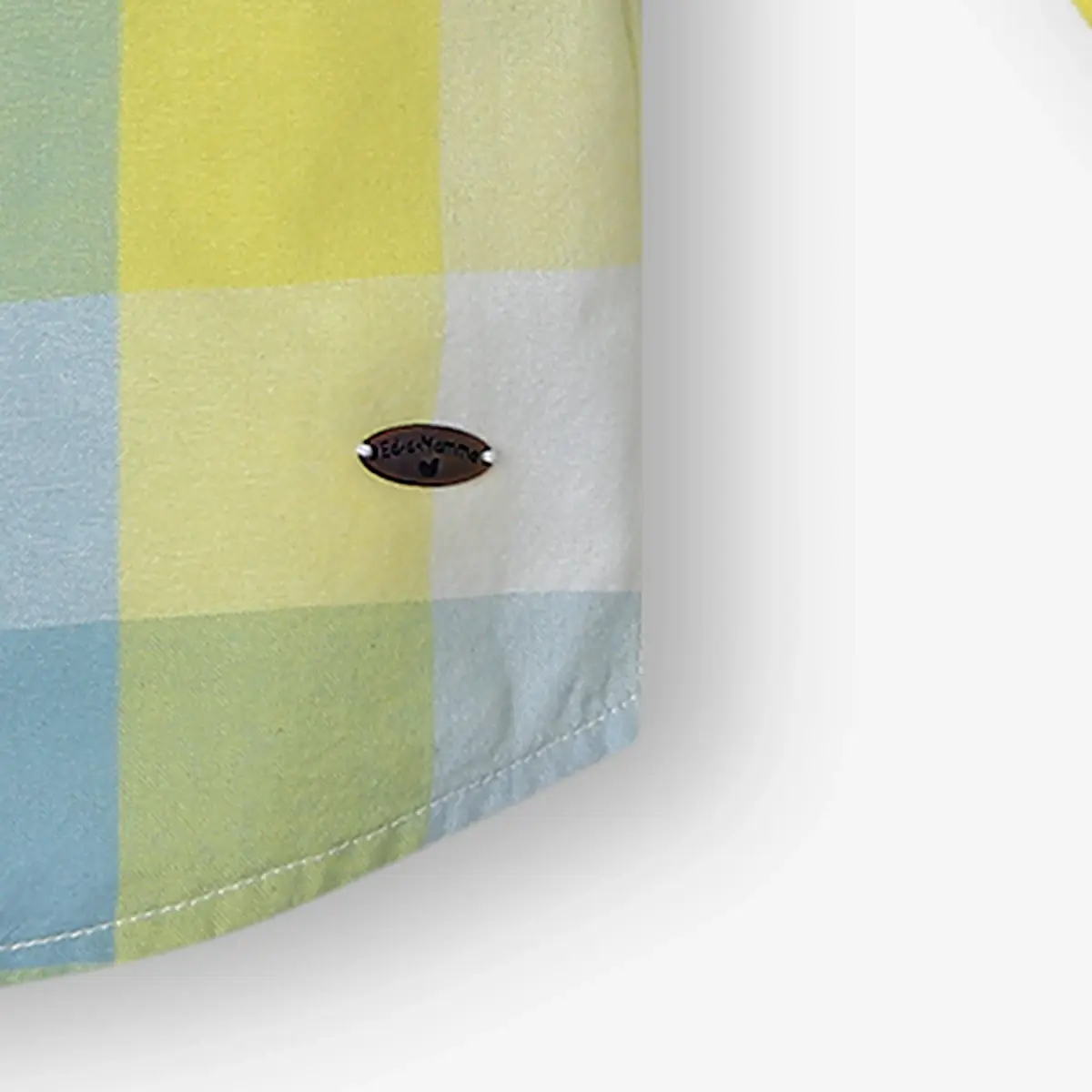 Boys Checkered 100% Cotton Shirt - Yellow