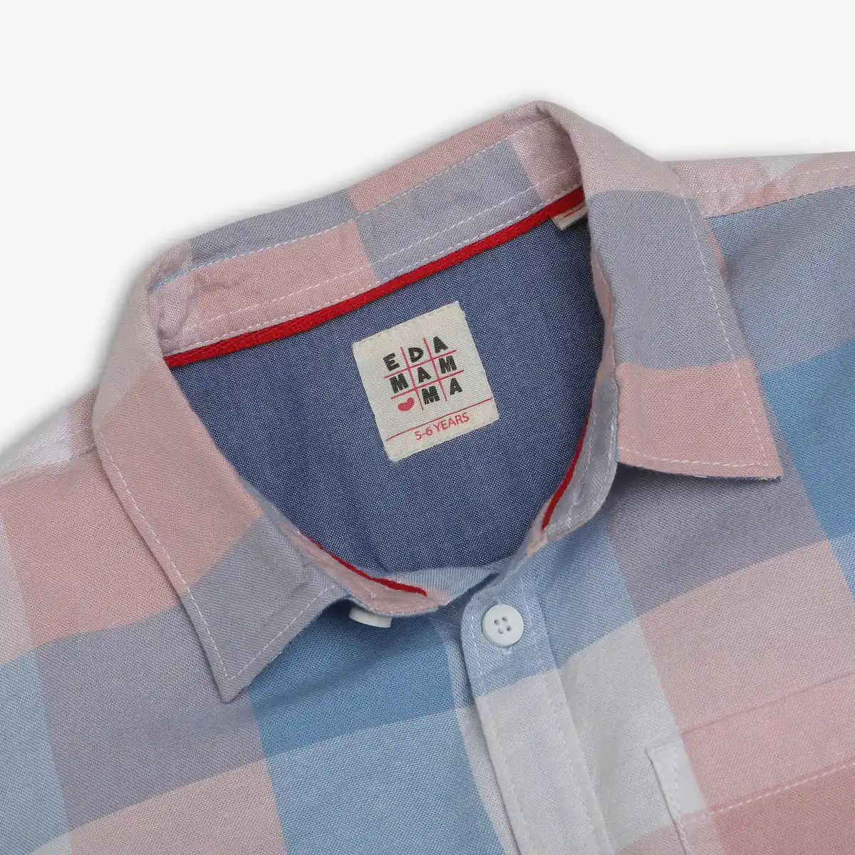 Boys Checkered 100% Cotton Shirt - Peach