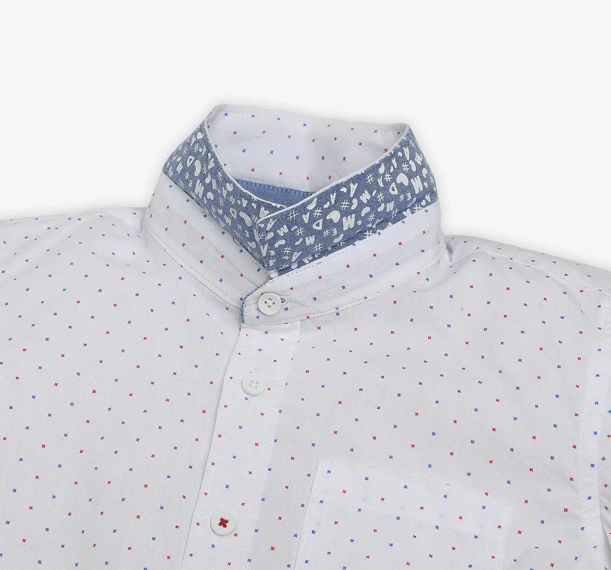 Boys Printed 100% Cotton Shirt - White