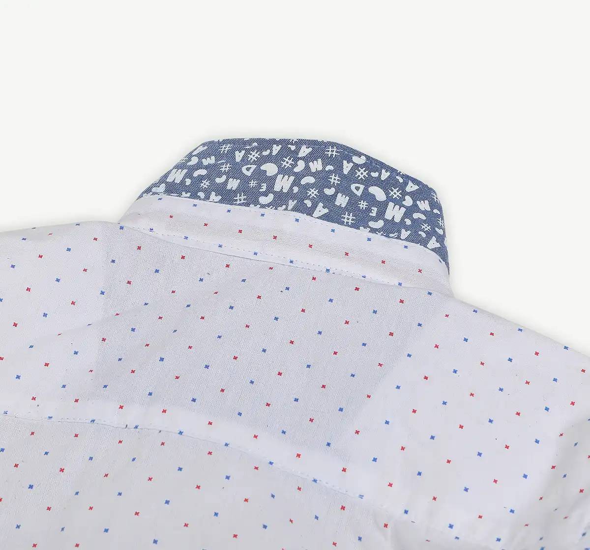 Boys Printed 100% Cotton Shirt - White