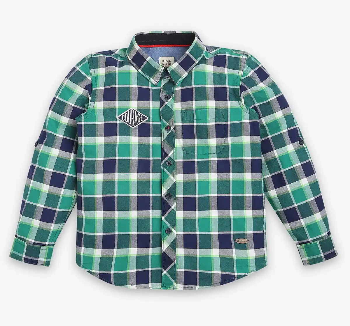 Boys Checkered 100% Cotton Shirt - Green