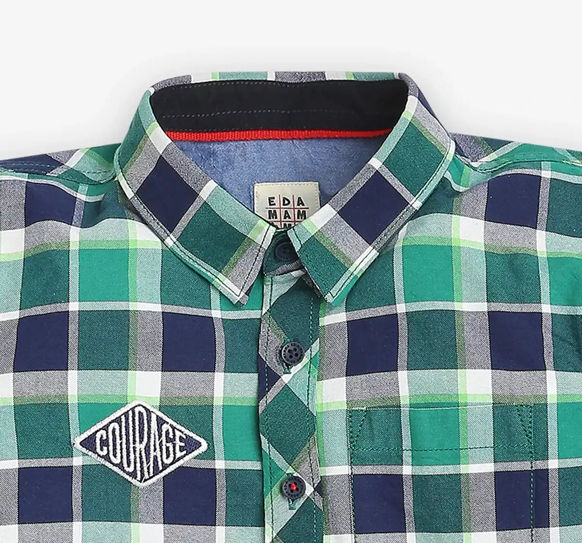 Boys Checkered 100% Cotton Shirt - Green